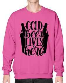 cold beer lives here 872# - beer- Sweatshirt - Crew