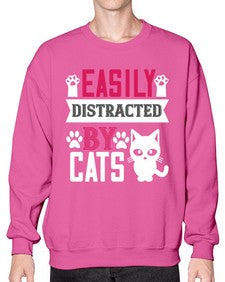 easily distracted by cats Style 47# - cats- Sweatshirt - Crew