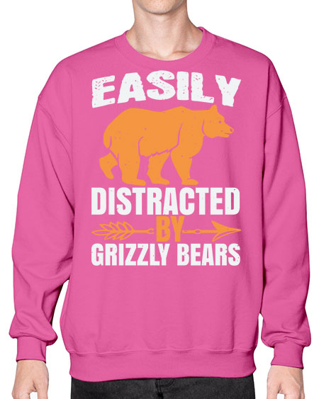 easily distracted by grizzly bears 107# - bears - animals- Sweatshirt - Crew