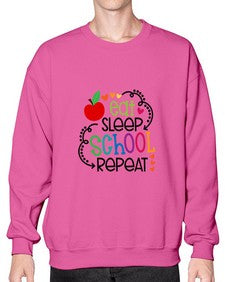 eat sleep school repeat 45# - general school- Sweatshirt - Crew