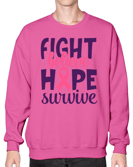 fight believe hope survive Style 13# - breast cancer- Sweatshirt - Crew
