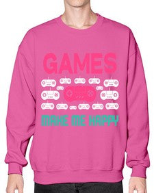 games make me happy 96# - video games- Sweatshirt - Crew