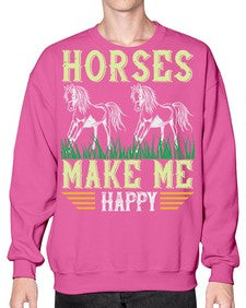 horses make me happy Style 40# - horse- Sweatshirt - Crew