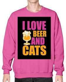 i love beer and cats 1137# - beer- Sweatshirt - Crew
