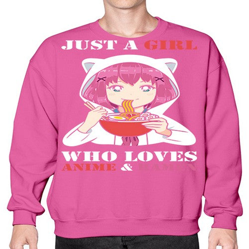 just a girl who loves anime and ramen258# - anime- Sweatshirt - Crew