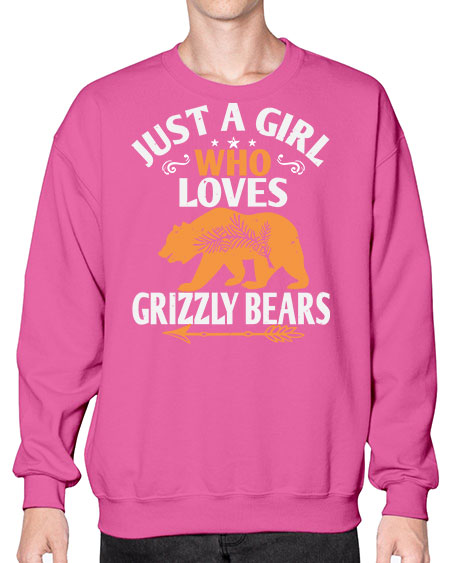 just a girl who loves grizzly bears 159# - bears - animals- Sweatshirt - Crew