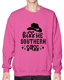 kiss me southern sass 711# - western- Sweatshirt - Crew