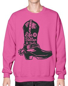 life is better in boots 730# - western- Sweatshirt - Crew