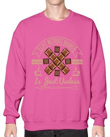 life without books chocolate coffee is just useless 318# - chocolate- Sweatshirt - Crew