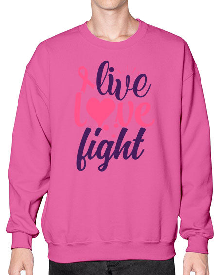 live love fight Style 8# - breast cancer- Sweatshirt - Crew