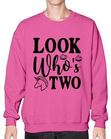 look whos two 267# - unicorn- Sweatshirt - Crew