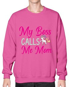 my boss calls me mom 313# - unicorn- Sweatshirt - Crew