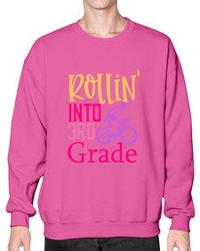 rollin into third grade 782# - third grade- Sweatshirt - Crew