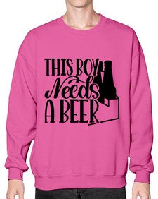 this boy needs a beer 1638# - beer- Sweatshirt - Crew