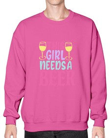 this girl needs a beer 431# - beer- Sweatshirt - Crew