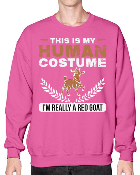this is my human costume im really a red goat Style 1# - goat- Sweatshirt - Crew