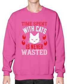 time spend with cat is never wasted Style 120# - cats- Sweatshirt - Crew