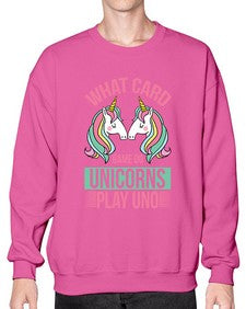 what card game do unicorns play uno 548# - unicorn- Sweatshirt - Crew