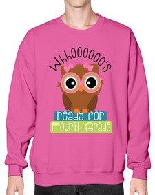 whooos ready for fourth grade girl 1004# - fourth grade- Sweatshirt - Crew