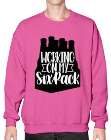 working on my six pack 1789# - beer- Sweatshirt - Crew