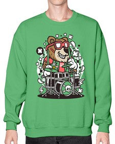 Bear drummer 14# - cartoon animals- Sweatshirt - Crew