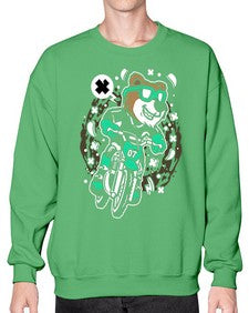Bear motocross rider 15# - cartoon animals- Sweatshirt - Crew