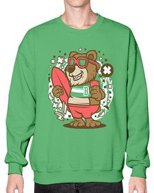 Bear surfing 17# - cartoon animals- Sweatshirt - Crew