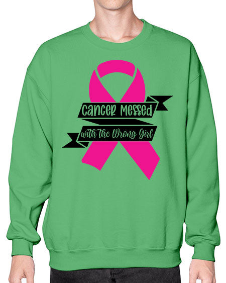 Cancer Messed with the Wrong Girl 30# - breast cancer- Sweatshirt - Crew