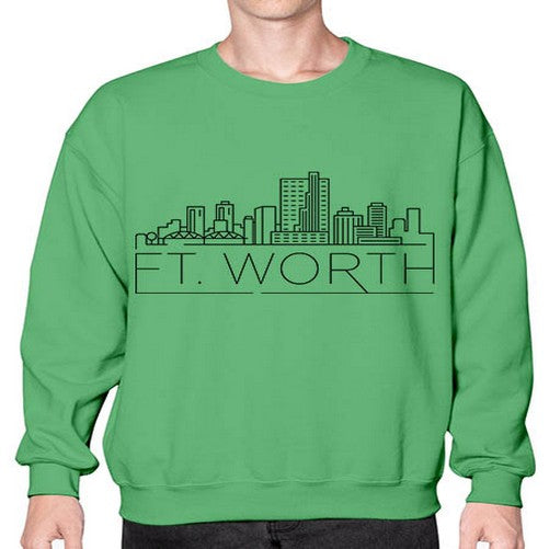 Ft Worth Minimal Skyline 750# - cities- Sweatshirt - Crew