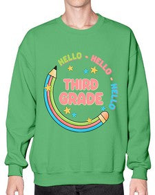 Hello third Grade Pencil 346# - third grade- Sweatshirt - Crew