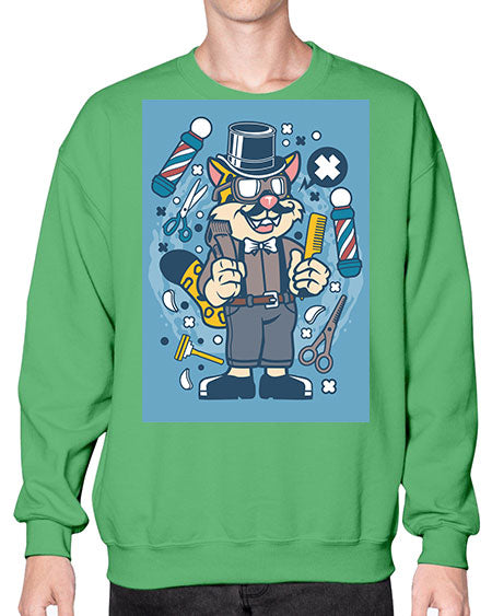 Hipster Barber Leopard835# - barber- Sweatshirt - Crew