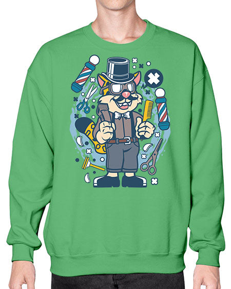 Hipster Barber Leopard836# - barber- Sweatshirt - Crew