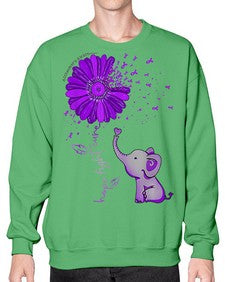 Hope Fight Cure Elephant Alzheimers Purple Ribbon 161# - alzheimers- Sweatshirt - Crew