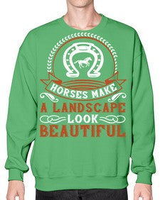 Horses make a landscape look beautiful Style 42# - horse- Sweatshirt - Crew