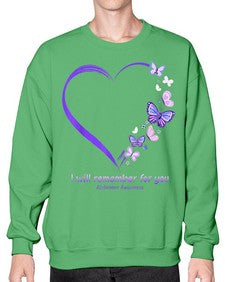 I Will Remember For You Butterfly Alzheimers Awareness 185# - alzheimers- Sweatshirt - Crew