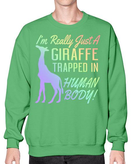 Im really just a giraffee trapped in human body - giraffee- Sweatshirt - Crew