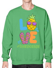 LOVE third Grade Summer Pineapple 527# - third grade- Sweatshirt - Crew