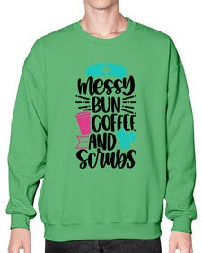 Messy Bun Coffee And Style Style 1097# - nurse- Sweatshirt - Crew