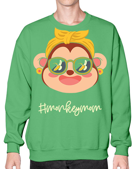 Monkey Mom Banana Glasses 16# - monkey- Sweatshirt - Crew