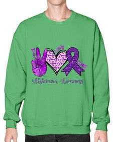 Peace Love Cure Alzheimer Awareness 205# - alzheimers- Sweatshirt - Crew