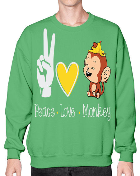 Peace Love Monkey 20# - monkey- Sweatshirt - Crew