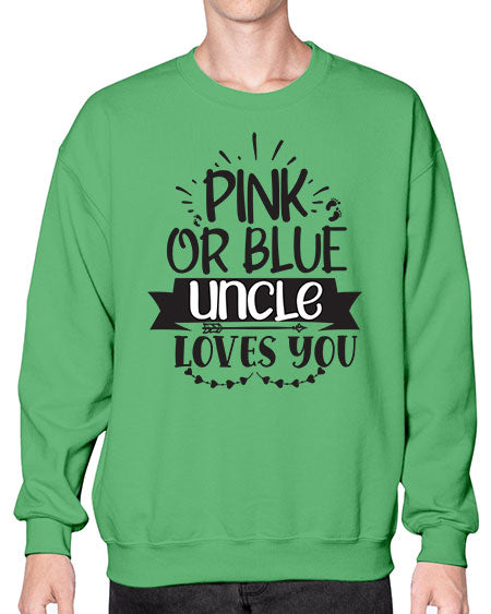 Pink or blue aucle loves you 429# - pregnancy- Sweatshirt - Crew