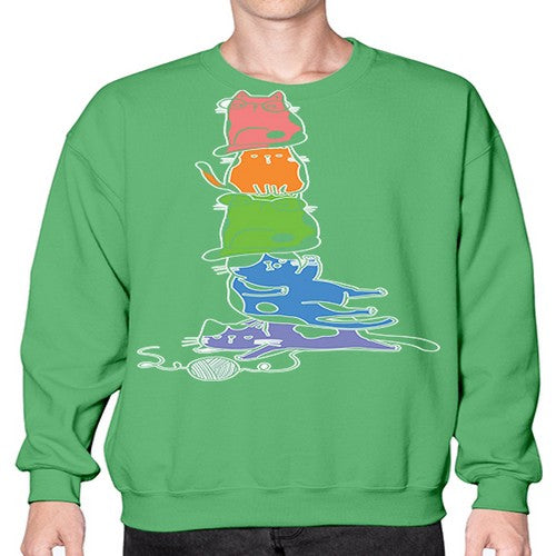 Pride Kawaii Cats Pile Cute Anime 277# - anime- Sweatshirt - Crew