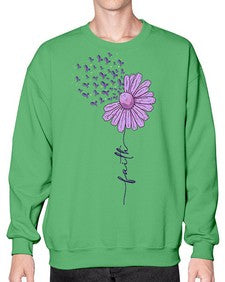 Purple Daisy Faith AlzheimerS Awareness 209# - alzheimers- Sweatshirt - Crew