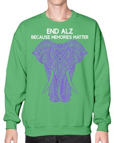 Purple Elephant Alzheimer Awareness 211# - alzheimers- Sweatshirt - Crew