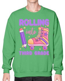 Rolling into third Grade 790# - third grade- Sweatshirt - Crew