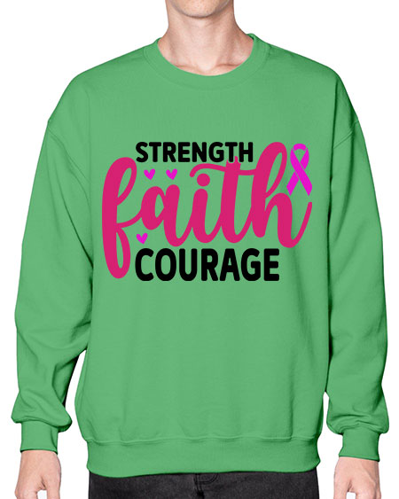 Strength Faith Courage 8# - breast cancer- Sweatshirt - Crew