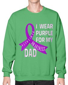 Womens I Wear Purple for My Dad Alzheimers Disease Awareness VNeck 221# - alzheimers- Sweatshirt - Crew