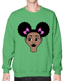 afro puffs girl 76# - black girls or women- Sweatshirt - Crew