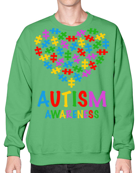 autism awareness heart love puzzle 15# - autism- Sweatshirt - Crew